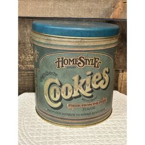 Vintage HomeStyle Brand Cookies Tin Collectible Canister Home Style Can 8" Tall